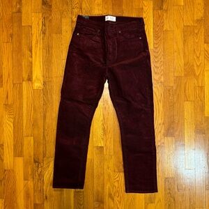 NWT Gap Vintage Slim High Rise Burgundy Corduroy Pants